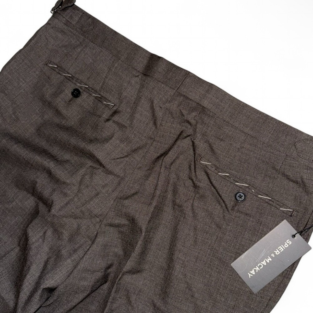 NWT Spier & Mackay Mens Wool Dress Pants Brown Slim Trousers 38x37 Unhemmed - Picture 7 of 7